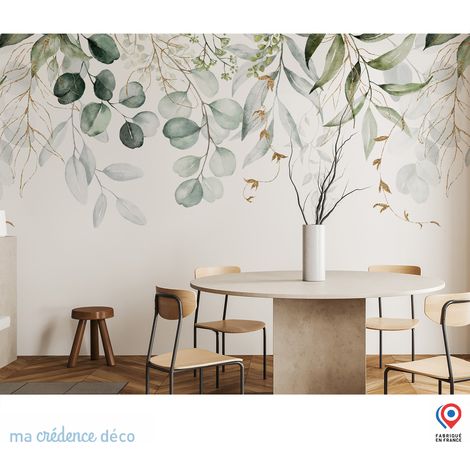 Papier peint : Dessin feuilles 2 noir - Intissé - L.200 x H.280 cm - Vert blanc (1/3)
