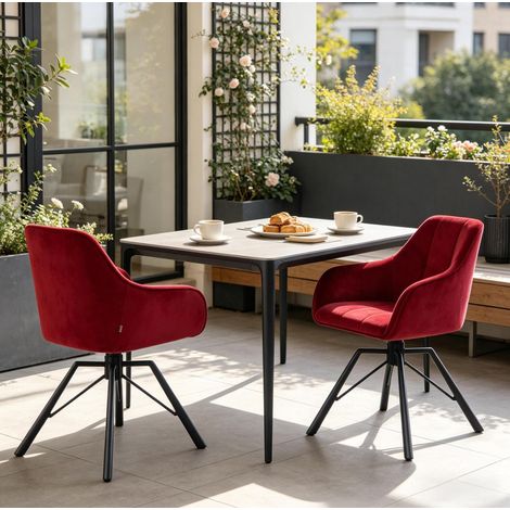 chaise salle manger pivotante en velours bordeaux OKMYHOME (1/5)