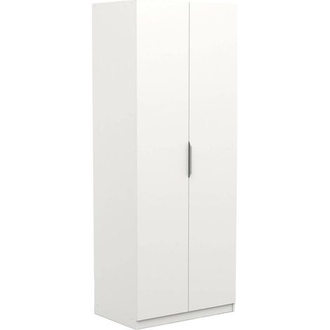 Dmora - Guardaroba 2 ante Isere, Mobile camera da letto, Cabina armadio portabiti, Armadio appendiabiti, 79x51 h203 cm, Bianco opaco