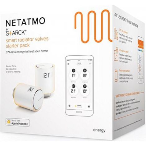 Netatmo – Têtes thermostatiques WiFi blanches – Kit double pour gestion de chauffage connecté – Contrôle via application smartphone – Détection fenêtre ouverte (1/5)
