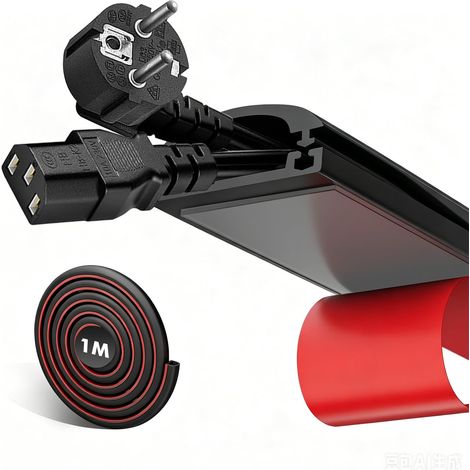 1m Noir Goulotte Passe Cable, Cache Cable TV Mural pour 2-3 Câbles (1/5)