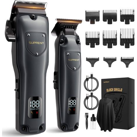 Men's Hair Clipper, 7500RPM Hair Clipper  Wireless Set Hair Clipper and T-Blade Beard Trimmer, Haircut For Men Gift-Grey (1/5)