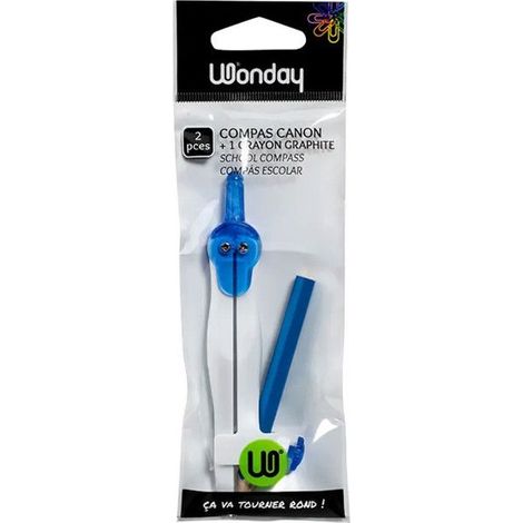 Compas à bague - Pour insérer un crayon - Corps en plastique - 13,5cm longueur - Scolaire