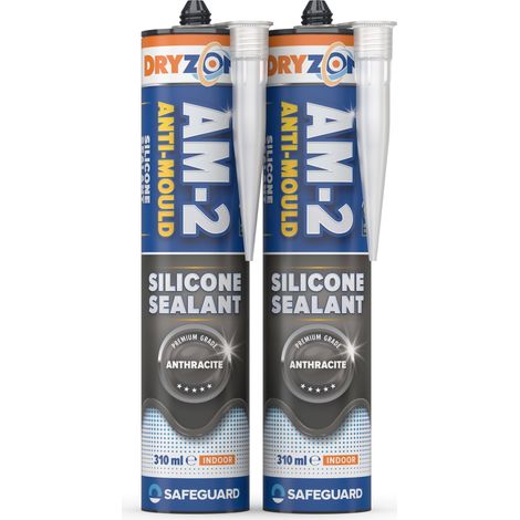 Dryzone Anti-Mould Silicone Sealant Anthracite Grey 310ml x 2 Pack (1/3)