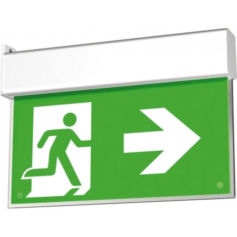 TrAdE Shop Traesio - Lampada Di Emergenza Led Omino Freccia Destra 3w Luce Sicurezza Con Plafoniera -