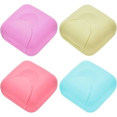 Porte-savon de voyage - Lot de 4 - Plastique PP recyclé - Couvert - Résistant à l'eau - Design compact (1/4)