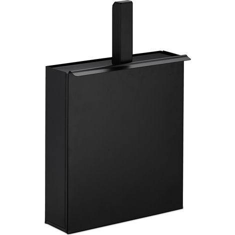 Pratico secchio per cenere per camino 25 x 25 x 30 cm con maniglia per il trasporto stile essenziale in metallo nero 130010034