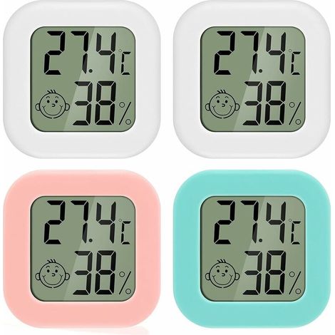 Thermometre Hygrometre Numerique LCD Mini - Affichage Temperature Humidite - Plage -9 9 a 50 °C - Resolution 0 1 °C - Precision ±1 °C - Pour Salle De Vie Chambre Bebe Salle De Bain - Lot De 4 (1/5)