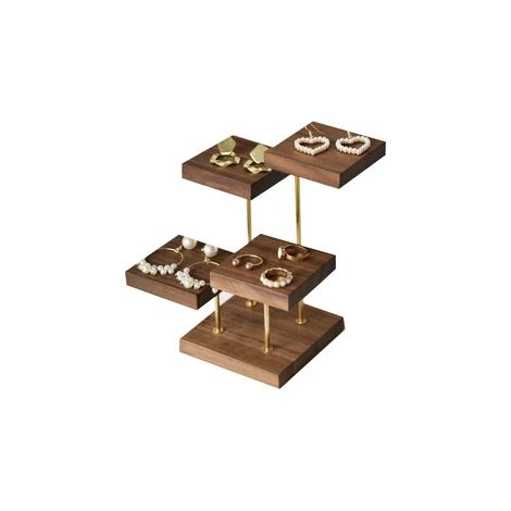 (Marine) Étagère de rangement en noyer noir avec présentoir à bijoux, porte-boucles d'oreilles et bagues, usage commercial et domestique (1/5)