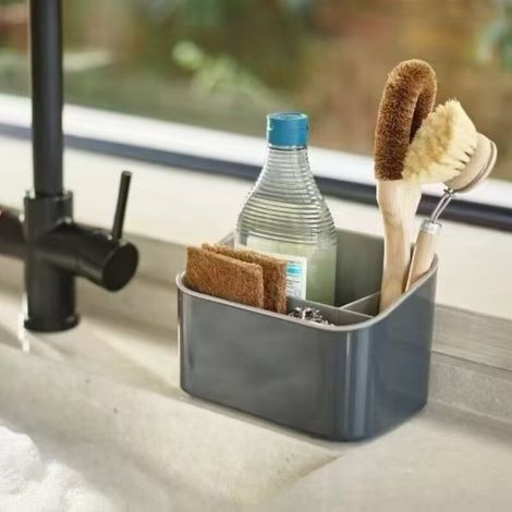 Sink organizer, sponge holder, multi-tiered kitchen sink storage, plastic