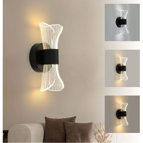 Applique Murale Intérieur LED Dimmable, 10W Moderne Lampe LED Murale Design Créatif, Noir [Classe énergétique E] (1/5)
