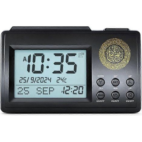 Réveil moderne pour la prière de l'Adhan avec affichage LCD, horloge horaire pour les musulmans (1/4)