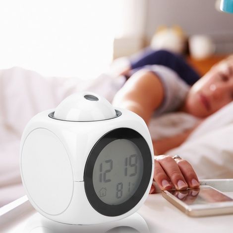 Moderner, modischer Projektionswecker mit digitalem LCD-Display, Sprachausgabe und USB-Kabel (Ausverkauf) (1/5)
