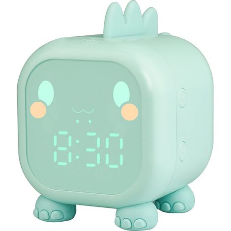 Réveil enfant avec veilleuse, 6 sonneries, dinosaure bleu, réveil numérique tactile et rechargeable pour l'apprentissage du sommeil dans la chambre des garçons et des filles (1/5)