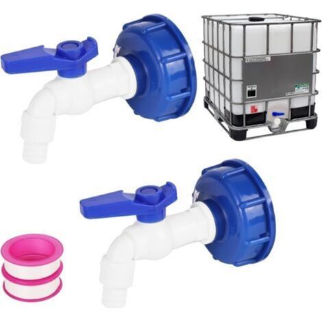 Lot de 2 robinets IBC, raccords 3/4" et 1/2", accessoires de réservoir IBC, robinet de jardin, pour conteneur IBC 1000 l, adaptateur pour réservoir d'eau (1/5)