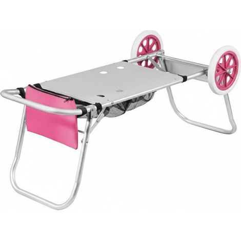 Lightweight Folding Aluminum Trolley, Compact Folding Luggage Cart with 2 Wheels for Beach, Outdoors, Travel, Pink (1/5)