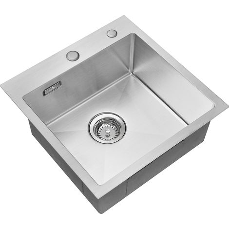 45 x 45 cm Lavello da Cucina 1 Vasca in Acciaio Inox Spazzolato Lavandino Cucina con Troppopieno e Sifone, Senza Piombo, Protezione Ambientale (1/5)
