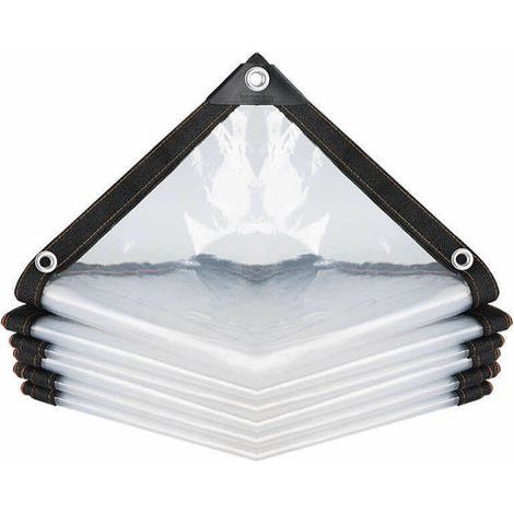 Bâche transparente imperméable 200x200 cm, œillets, PE, anti-déchirure – (1/5)
