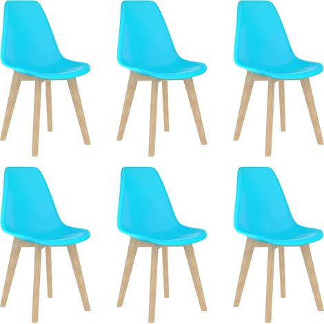 vidaXL Chaises à manger lot de 6 bleu plastique (1/5)