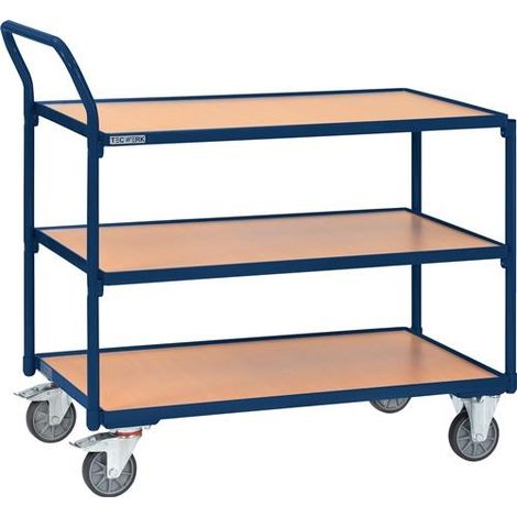 TECWERK Tischwagen 3 Ladeflächen L1000xB600mm saphirblau Trgf.300kg Bügel senkr.TECWERK
