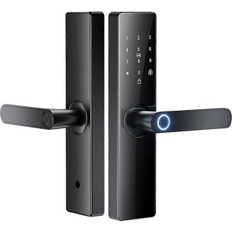 Serrure de porte intelligente WiFi à empreinte digitale, avec clavier et mot de passe par carte à puce, supporte 300 utilisateurs, porte d'entrée étanche. (1/2)