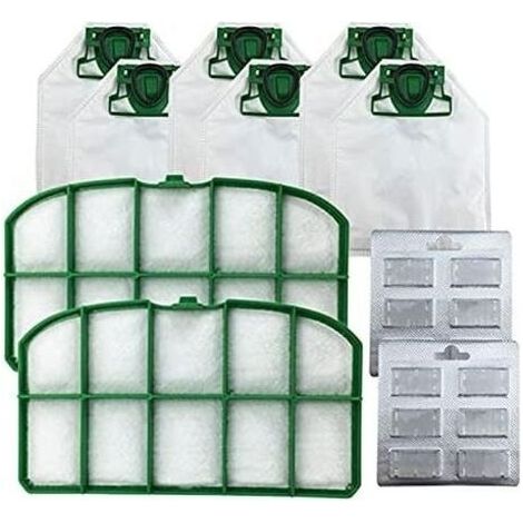 PA Lot de 6 sacs à poussière + 2 filtres Hepa + 2 blocs de parfum pour aspirateur VK200 (couleur : vert) (1/5)