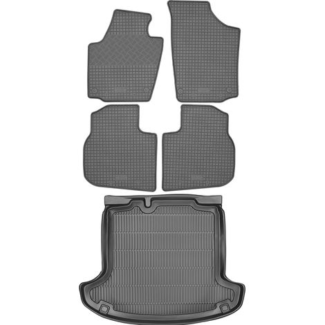 Juego de alfombrillas de goma para Skoda Rapid Sedán/Liftback de 2012 a 2019: alfombrilla para coche + alfombrilla para maletero. (1/5)