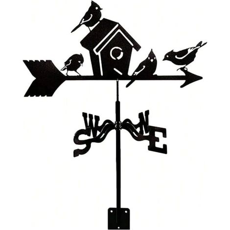 Girouette en forme de nid d'oiseau, silhouette en métal, ornements décoratifs d'extérieur, auvent de jardin décoratif (1/5)