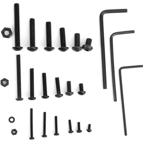 Kit de 1080 pièces en acier au carbone noir comprenant vis, écrous, boulons, rondelles plates et clés à tête semi-circulaire hexagonale. (1/5)