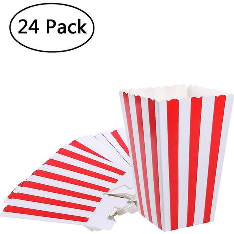 Boîtes à popcorn rayées, lot de 24, en papier, idéales pour les fêtes (1/5)