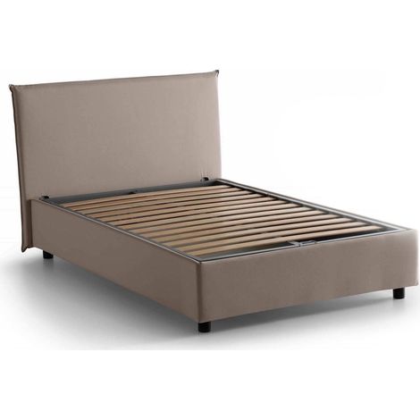 Talamo Italia - Letto piazza e mezza Anissa, Letto contenitore con rivestimento in tessuto, 100% Made in Italy, Apertura frontale, adatto per materasso Cm 120x200, Tortora