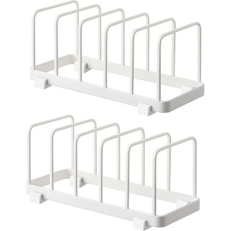 Assiette Organisateur, Égouttoir à Vaisselle, Supports à Assiettes, Organisateur d'Étagère à Assiettes, Rangement de Planche à Découper pour Cuisine Comptoir Placard (Blanche, 2 Pièces)-LIAIKI (1/5)