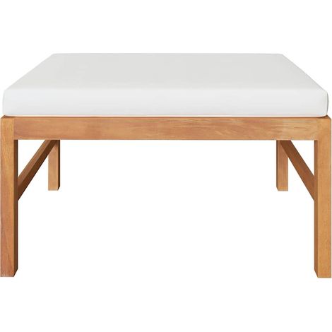 Maison Exclusive - Fußhocker mit Creme Kissen Massivholz Teak