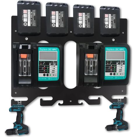 Support mural 3 en 1 pour batteries et chargeurs Makita Support Makita 18 V 14,4 V, chargeur mural Makita (1/5)