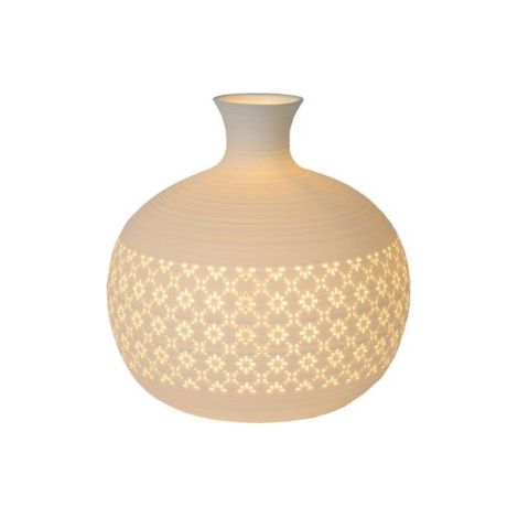 Lampe de table Lucide Tiesse porcelaine blanche E14 40W
