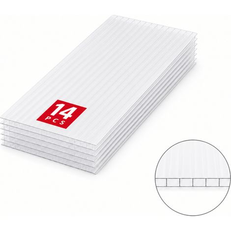 14er Pack 4mm Polycarbonatplatten 500x1050mm Hohlkammerplatten Transparent (1/5)