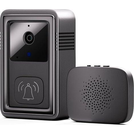Sonnette vidéo intelligente sans fil avec caméra, sonnette vidéo WiFi intelligente noire-AquaForge