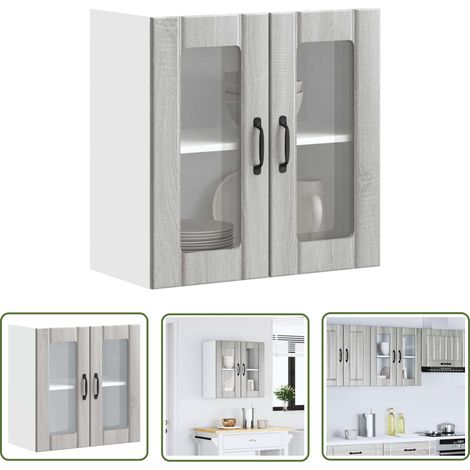 vidaXL Küchen-Hängeschrank mit Glastür Lucca Grau Sonoma Holzwerkstoff (1/5)