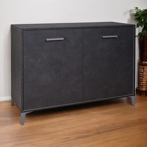 Madia in Legno 2 Ante 110x45 cm Drexa Antracite Spatolato (1/5)