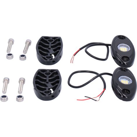 Paire de lampes de bas de caisse blanches à 9 LED, étanches IP68, universelles pour voiture, camion, quad, RZR et SSV. (1/5)