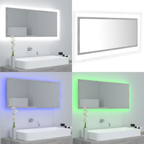 Miroir à LED de salle de bain Gris béton 100x8,5x37cm Acrylique - Miroir Led - Miroir Salle De Bain - Meuble Salle De Bain - Éclairage Salle De Bain - Décoration Salle De Bain - Home & Living (1/5)