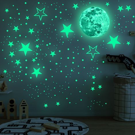 Étoiles phosphorescentes et planètes pour plafond - Décoration murale galaxie pour chambre d'enfant (1/5)