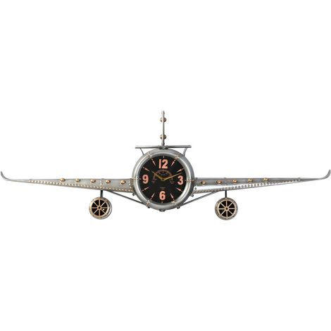 Reloj Pared Metal 143X20X46 Avion Plateado (1/5)