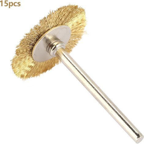 Kupferdraht-Polierbürste für Rotationsschleifer – 15 Stück, 3 mm Schaft, 25 mm Durchmesser (1/5)