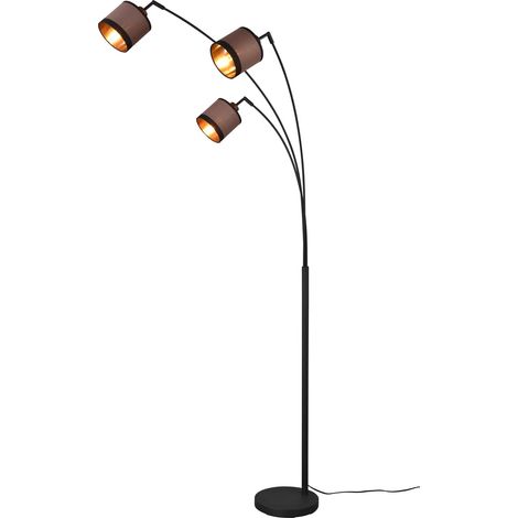 Lampada da terra 3 luci, metallo e tessuto, nero e taupe, H185 cm, Davos (1/5)