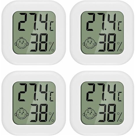 PAIRIER 4 pièces Mini LCD Thermomètre Hygromètre Interieur Termometre Maison Convient pour Les Chambres D'enfants,Les Chambres de Personnes âgées etc (1/5)