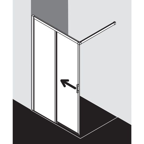 Kermi LIGA porte coulissante J2R 1100 x 1850mm argent mat verre trempé transparent Clean (1/5)