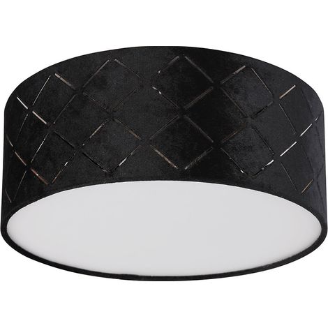 Plafonnier velours noir opale Lampe de chambre 1 flamme Plafonnier tissu 26 cm, décor perforations, 1x E27 LED max.15W, PxH 26x10 cm (1/4)