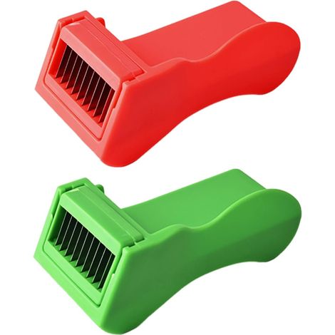 2 Pièces Broyeur De Haricots, Outil De Coupe De Légumes, Coupe-Légumes De Voyage En Plein Air, Accessoires De Coupe De Haricots Nettoyables, Adaptés Aux Pommes De Terre, Aux Fruits (Vert + Rouge). (1/5)