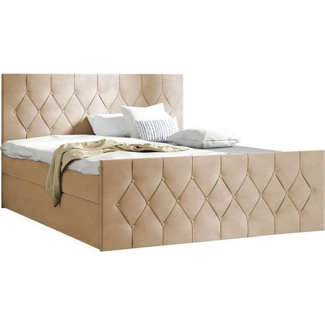 Lit boxspring Hortulus II, Mikrofaza 05, Continental, Unique, 120x200, Tissu, Disponible, 127x216x103cm (1/5)